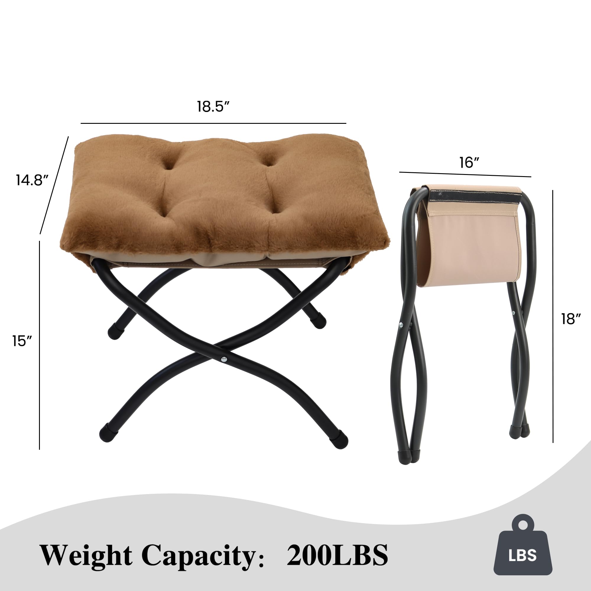 Condition photo showing New/Like New for mordchil hf 15"(h) folding ottoman, foldable footrest stool, portable small foot stool for couch, co