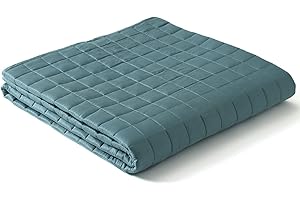 YnM Exclusive Cooling Weighted Blanket with Bamboo Viscose, Smallest Compartments with Glass Beads, Bed Blanket for One Person of 140lbs, Ideal for Twin/Full Bed (48x72 Inches, 15 Pounds, Sea Grass)