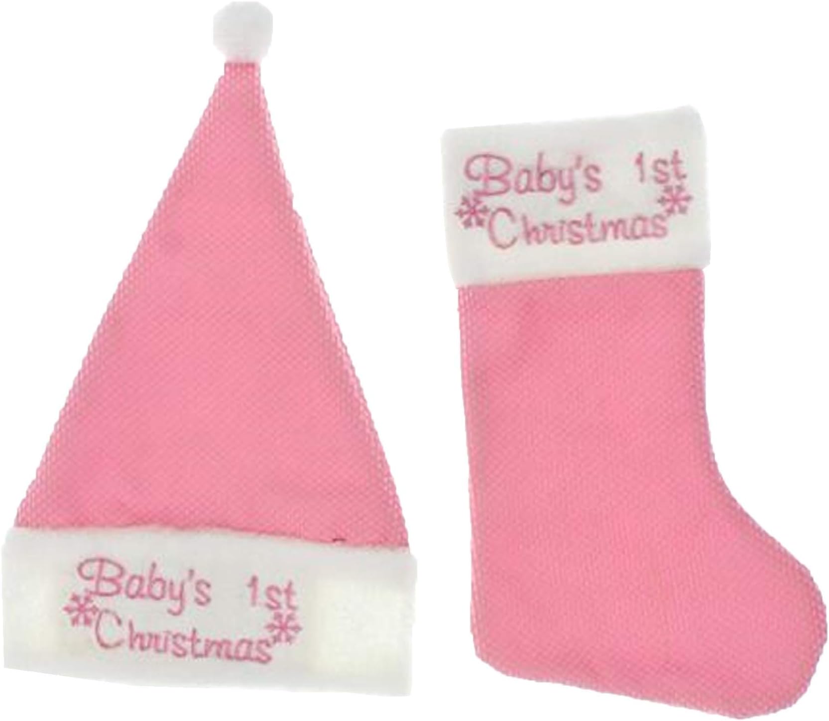 Winter WonderlandWinter Wonderland Baby's 1st Christmas Stocking & Hat Set - Pink & White