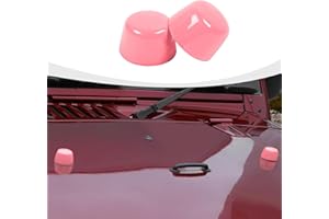 RAZPOY JK Hood Rubber Head Cover, 2PCS Hood Bumper Stopper Stop Cushion Plug Covers Trim Compatible with Jeep Wrangler JK JKU 2007-2017 2Door 4Door, Pink