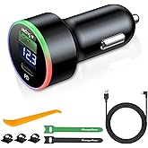 Range Tour Dash Camera Car Charger Mini USB Interfaces, Car Phone Charging USB-C Port 18W, L-Type Driving Recorders Power Cord Universal Adapter Power Cord 3.5m/11.5ft 12V-24V to DC 5V 3A