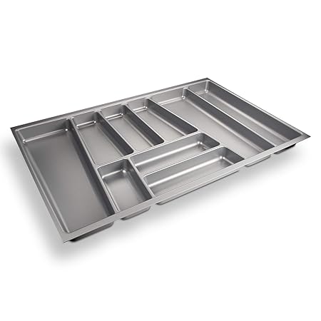 SOTECH Besteckeinsatz ORGA-Box II für Nobilia 80er Schublade (462 x 705 mm Bitte MESSEN SIE Ihr SCHUBLADENINNENMAß!) Silbergr