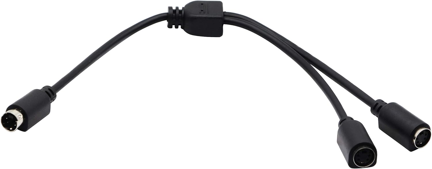 zdyCGTime S-Video 4 Pin Mini DIN Y Splitter Connector Cable 4 Pin Mini DIN S-Video Male to 2 Female Y Splitter Extension Adapter Cable for SVHS/S-Video Cable(28CM/11Inch): Home Audio & Theater