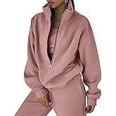 Kissonic Womens Fleece 2 Piece Outfits Sweatsuit Half Zip Pullover Sweatshirt Joggers Pants Tracksuit Set