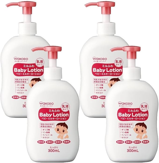 Amazon セット品 ミルふわ ベビーミルキーローション ポンプタイプ 300ml 4個 和光堂 ベビーローション