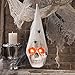 Halloween Realistic Skeleton Skull with Glowing Eyes, Super Stretch Spider Web for Halloween Party Favors and Halloween Decorations Props, 13.78 Inches