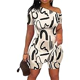 Kencey Women‘s One Shoulder 2 Piece Set Outfits Summer Half Sleeve Slim fit Tracksuit