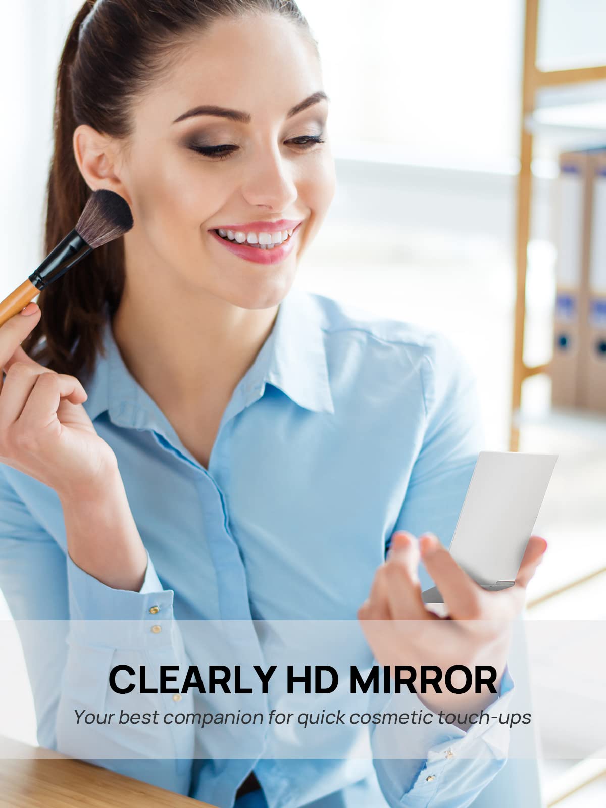 Mirrornova Folding Mirror, Compact Ultra-Slim Small Portable Travel Size Makeup Mirror (Aluminum Shell, 3.3inch)