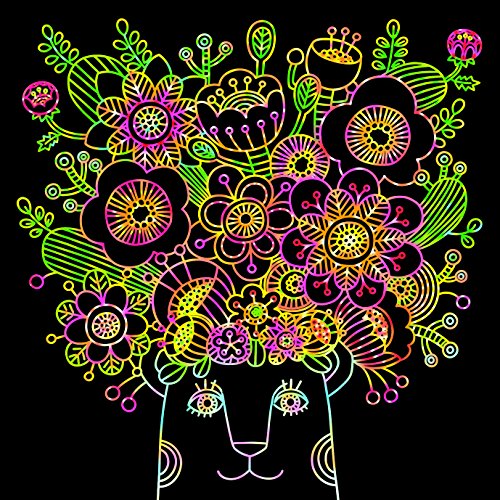 Healing for adults Scratch art Flower! Flower! Flower! (Japan import) 6sheets,scratch pen set