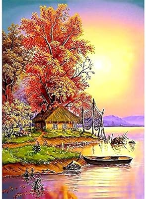 Matefield 5d Diy Diamond Painting By Number Kits Full Drill Fantasy View Cross Stitch Rhinestone Embroidery Paintings Decor 15 75 X 11 81 Fishing Village Cottage Buy Online At Best Price In Uae