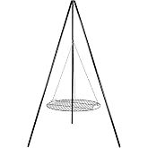Sunnydaze Over the Fire Camping Grill Grate, Campfire Tripod, 22" Dia | Adjustable, Durable Steel, Portable Firepit Grill, Outdoor Open Fire Cooking Equipment for Backyard, BBQ, Backpacking, Hiking