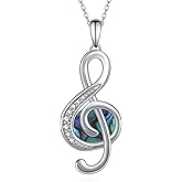 Fuguangju Music Note Necklace for Women 925 Sterling Silver Conch Treble Clef/Abalone Shell Necklace Music Necklace for Music Lovers Women