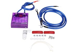 QIILU Replacement Vehicle Voltage Regulator, 12V Universal Car Fuel Saver Voltage Stabilizer Volt Regulator Kit 3 Earth Ground Cables for Cars and Trucks Blue()