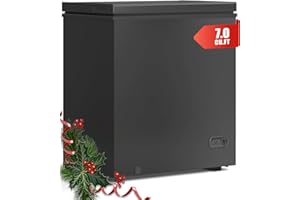TABU Chest Deep Freezer, 7 Cubic Feet Chest Freezer with 7 Level Adjustable Temperature& Removable Storage Basket, Top-opening,Energy Saving, Black