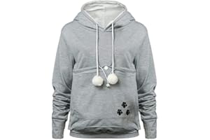 YYW Womens Pet Hoodies Pullover Sweatshirt Oversized Cat Hoodies Pet Holder Cat Dog Pouch Carriers (Gray,Large)