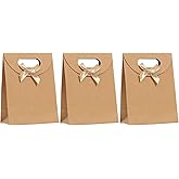 BEAGERUO Small Paper Gift Bags, Gift Wrap Bags with Handles, Birthday Party Favor Bags, Brown Kraft Paper Bags for Small Business, 6.3x4.7x2.3 inch (Brown, 1 Count (Pack of 15))