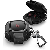 Dexnor Rugged Bumper Case for Beats Fit Pro (2021) Cases with Secure Lock, Shockproof Clear Cover with Carabiner & Keyring for Beats Fit Pro 2021 Black