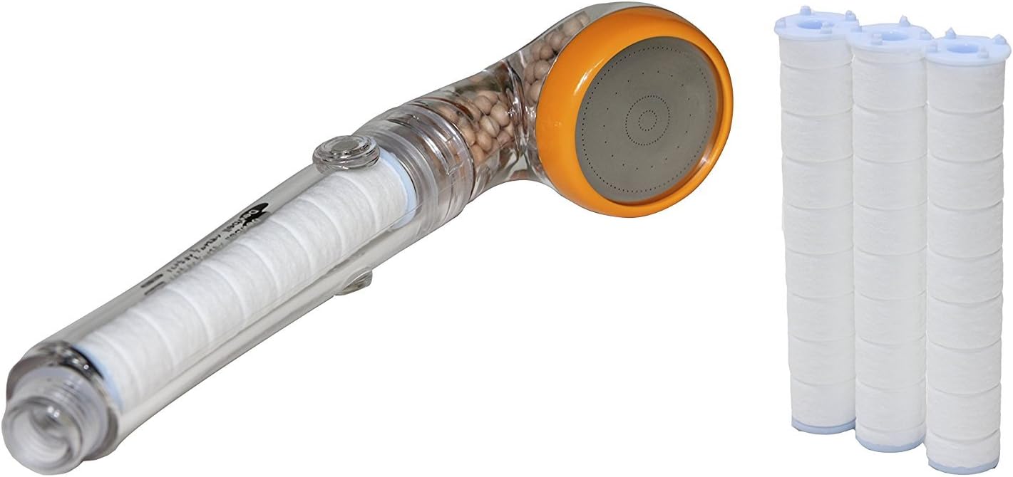 DEWBELL] shower head a filter ceramic balls(CS300) + Refill Cartridge filter shower head (3 PCS) / Remove rust, Residual chlorine Harmful substances/Increased water pressure