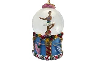 Nutcracker Ballet Gifts, Mini Snow Globe Ornament, Ballet Christmas Decorations, Ballerina Xmas Baubles for Holiday Home Decor, 2.5 Inches 45mm, African American Ballerina