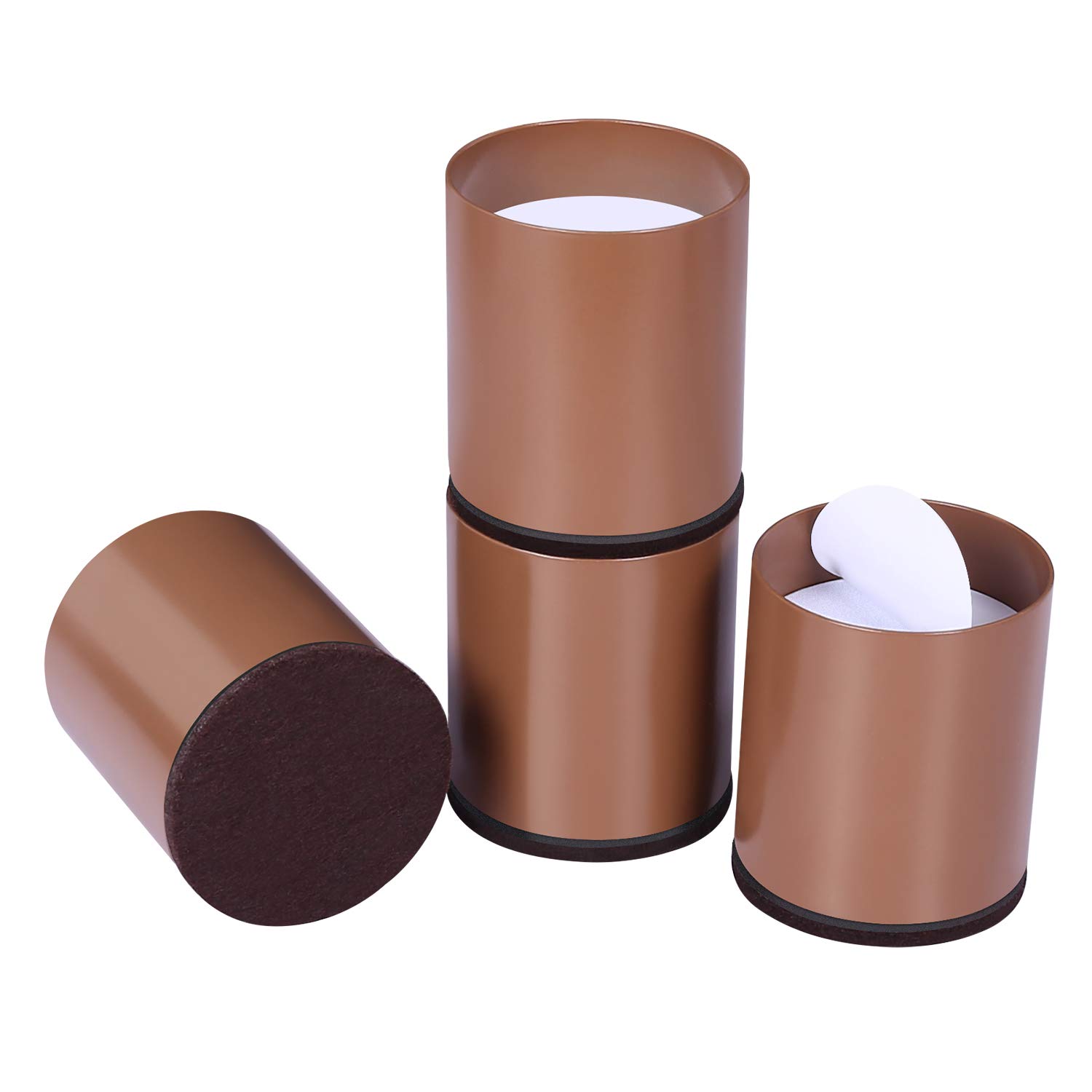 Ezprotekt Bed Risers Heavy Duty Furniture Risers for Sofa Table Couch Lift Height of 2 Inches, Bottom Pad Protect Floors, Solid Steel Offer Strong Support, Set of 4 (Brown, Round)