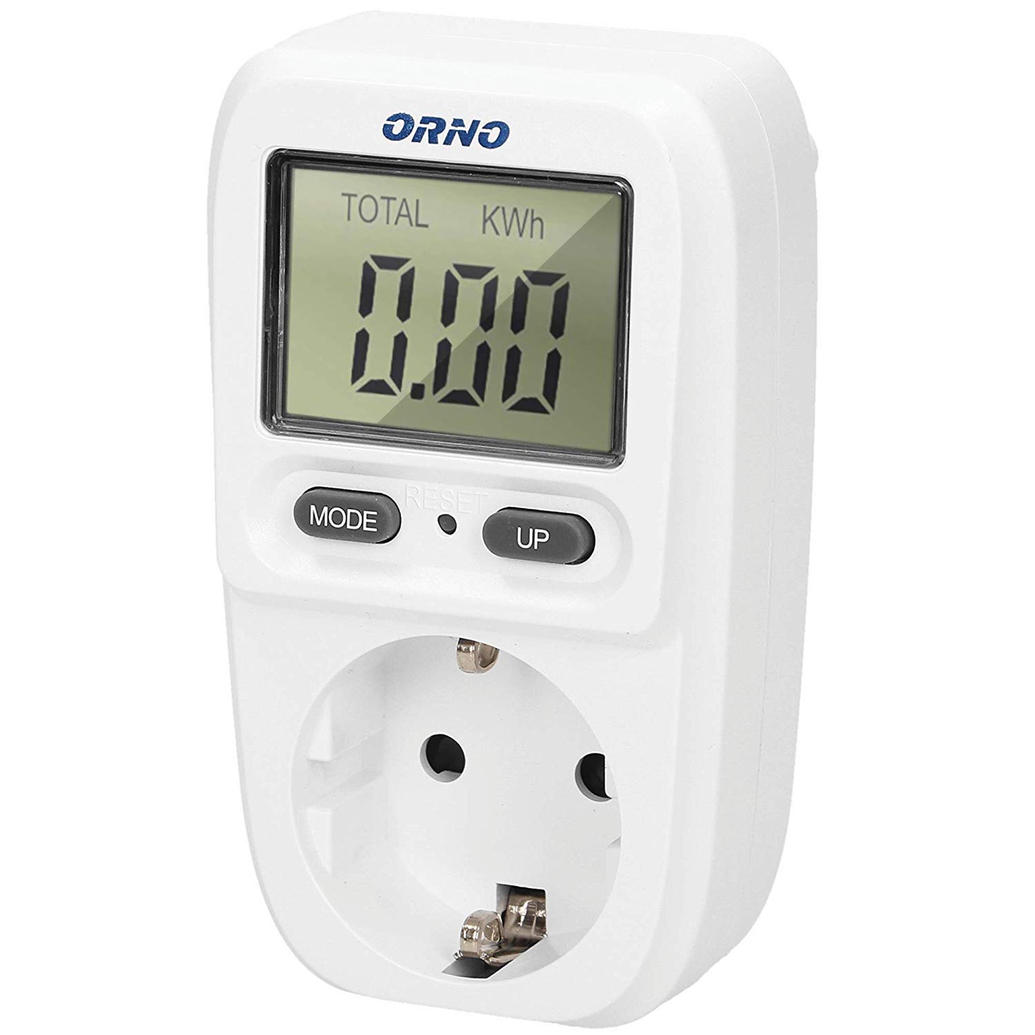 Orno WAT-419(GS) Electricity Meter for Socket, Energy Cost Meter with LCD Screen, Maximum Power 3680 W, Energy Meter