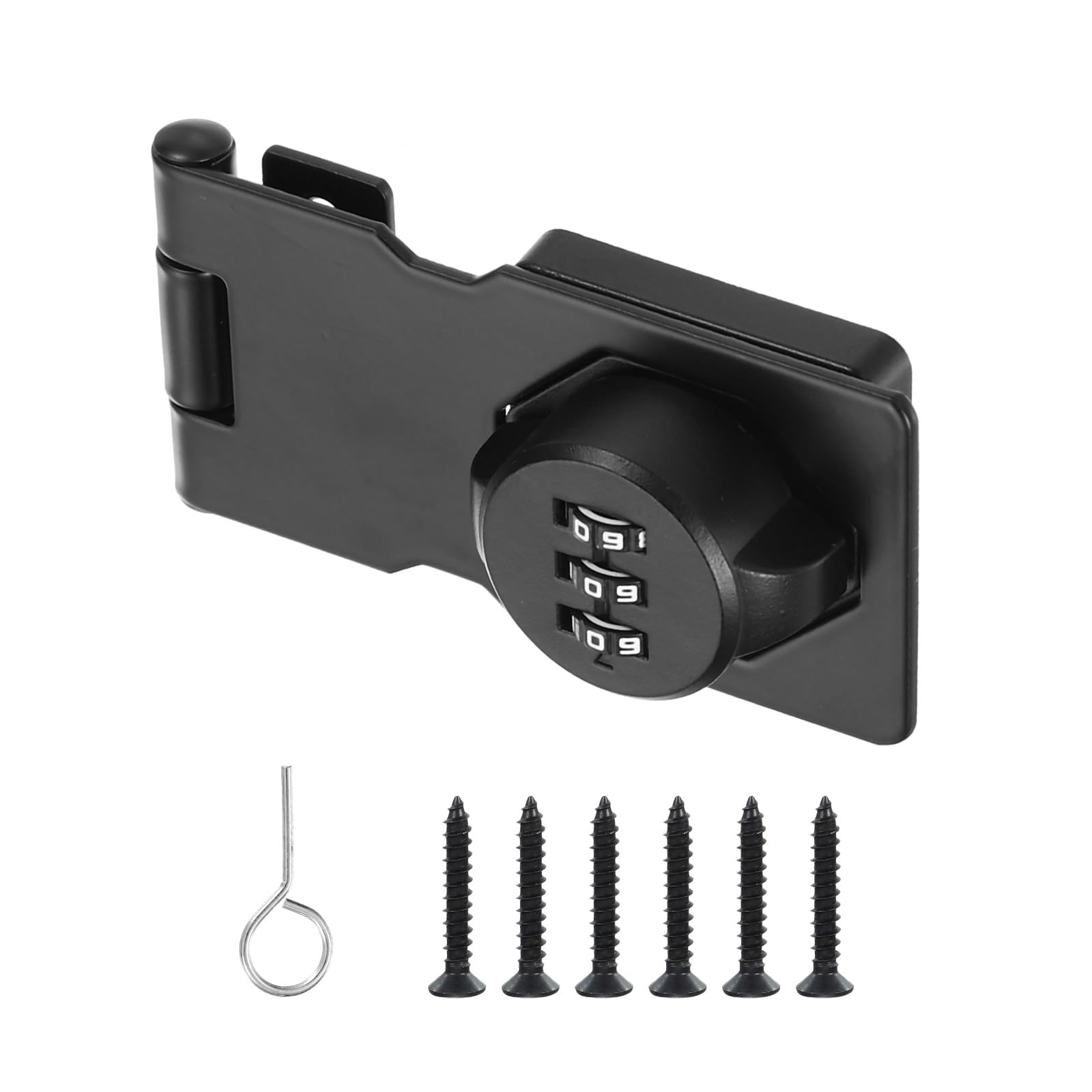 PATIKIL 3.5 Inch Cabinet Password Hasp Lock, 3-Digit Barn Door Lock Security Combination Latch Lock for Drawers Cabinets Small Doors, Black