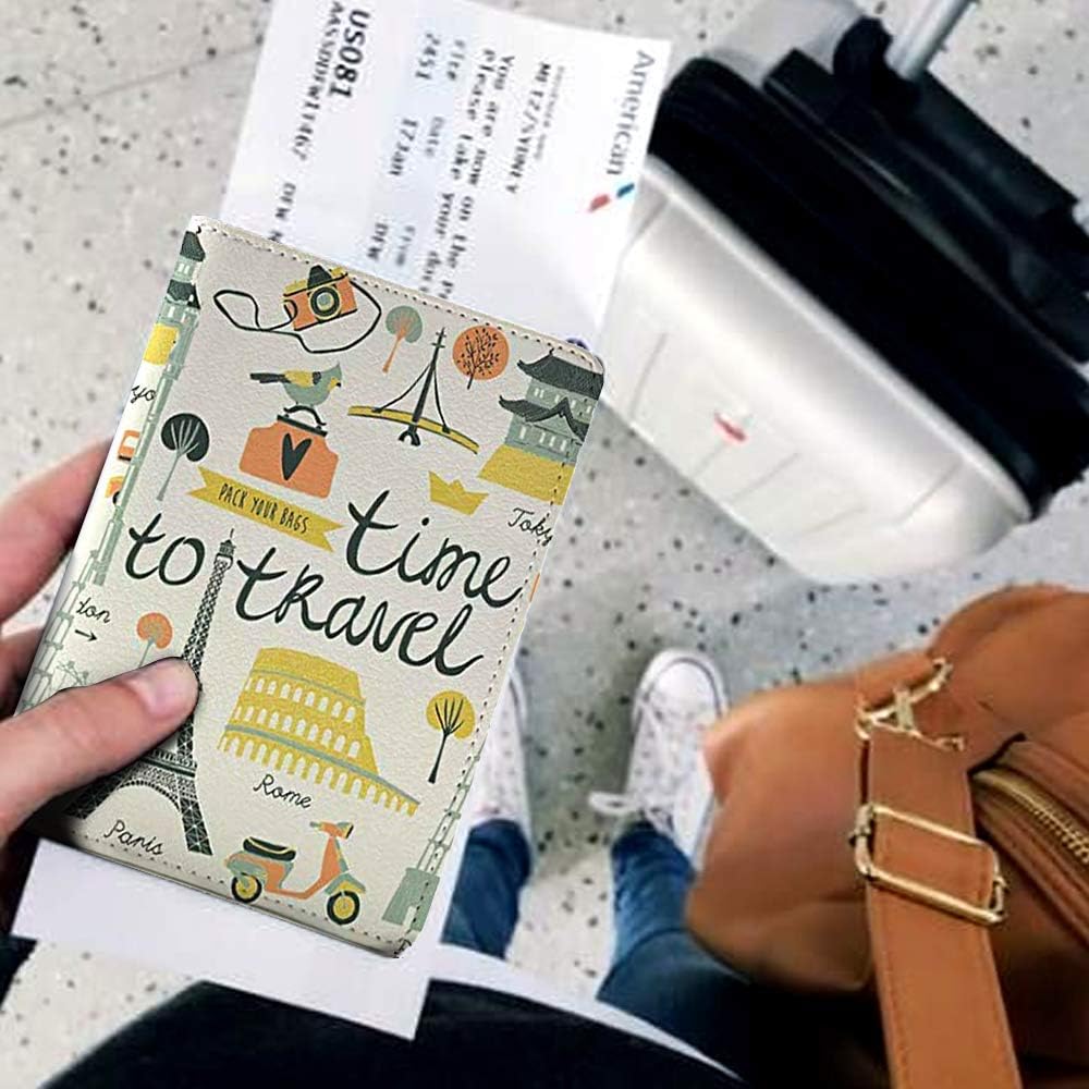  | Time To Travel (Both Sides Printed) - White - Wanderlust Collection - Leather Vintage Map - Passport Holder - Travel Accessories | Passport Covers