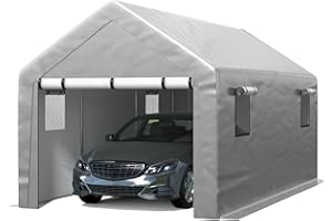 Jocoevol Carport 10x20 ft Heavy Duty with Roll-up Windows, Portable Garage with Removable Sidewalls & Doors, Car Canopy with Sandbags All-Season Tarp for Car Boat Truck Motorcycle