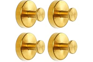 Suction Cup Hooks for Shower, Removable Shower Towel Hook for Bathroom Wall,Kitchen,Glass,Mirror,Tile (4Pcs Gold)