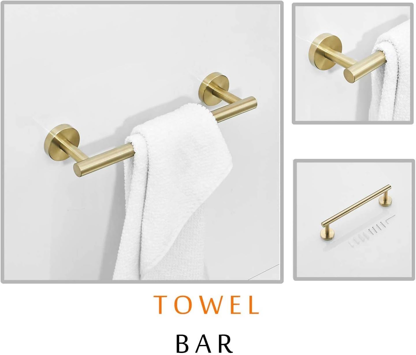 YUET Gold Bathroom Accessories Accessory Bars Set Hand Towel Holders Ring Rails For Bathrooms SUS 304 Stainless Steel Hardware Wall Mounted Rack - Image 5