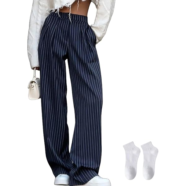 Women's Y2K Cottagecore Pants Vintage Striped Wide Leg