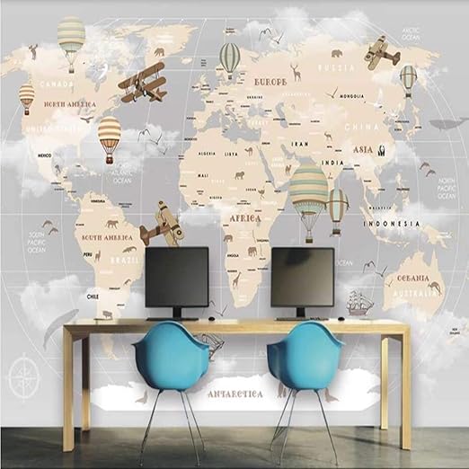 Scarica Gratis Images Amazon Com Retro Air Hot Balloons Airplane World Map Wallpaper le plus cool par