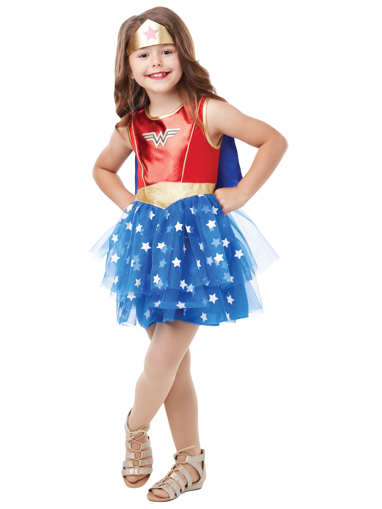 Rubies Official DC Wonder Woman Deluxe Child's Costume, Superhero Fancy Dress, Child's Size Small Age 3-4, Height 104 cm Halloween