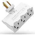 Fosmon 3 Outlet Adapter, 3 Way Rotating Outlet Plug Adapter, Swivel Plug Outlet 90 Degree Right Angle Plug Adapter, Three Way Rotating Electrical Outlet Wall Extender Indoor, 3-Prong, Grounded