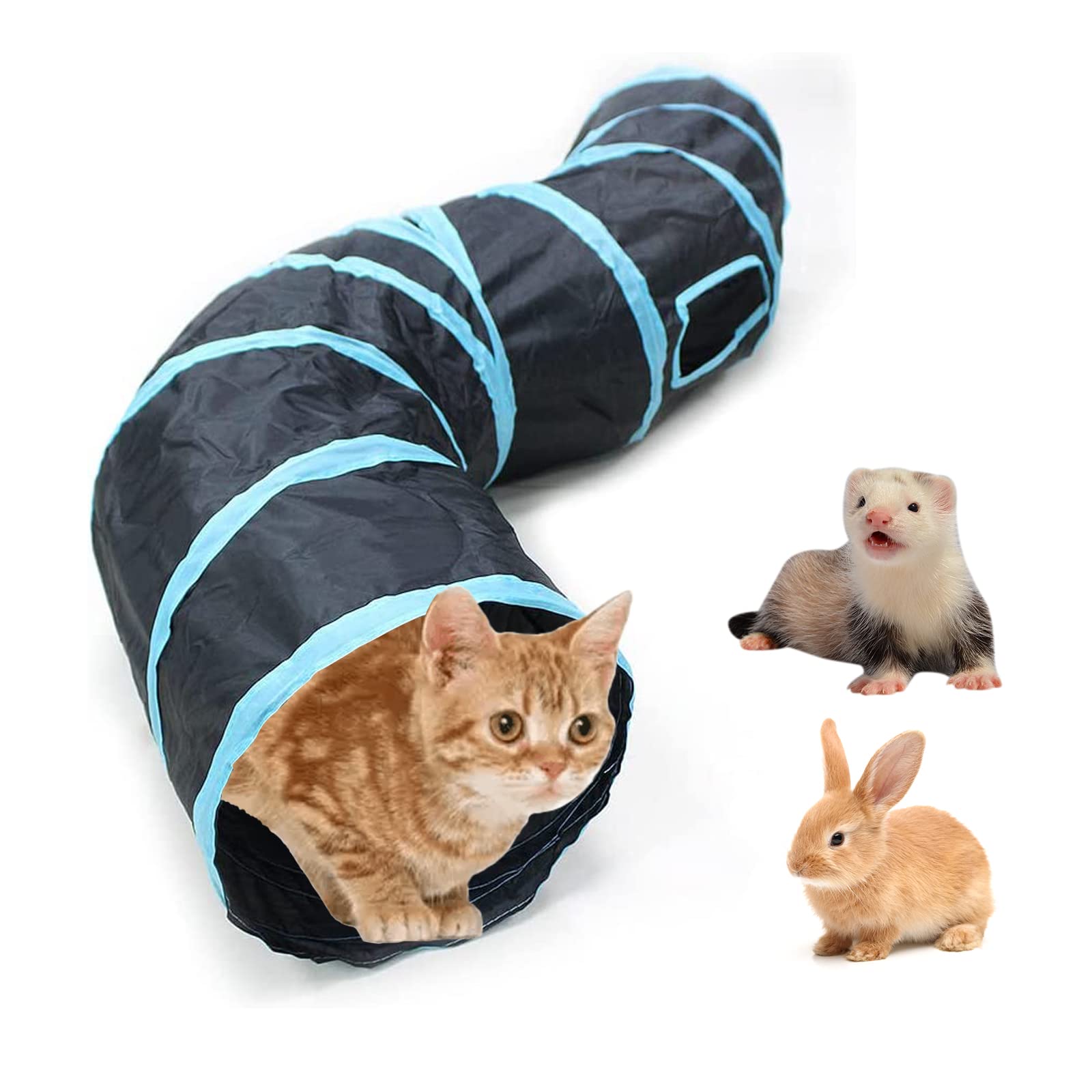 Bemodst S-Type Cat Tunnel, 2/3/4/5 Way Collapsible S-shape Small Animal Tubes Kitty Tunnels Interactive Maze House Toy For Kitten Puppy Rabbit Guinea Pig