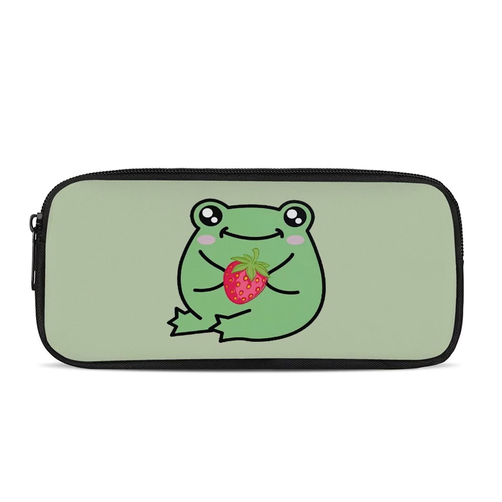 HELLHERO Cartoon Frog Pencil Case Bag Pencilcase Pen Pouch Stationery Marker Organzier Travel Cosmetic Bags Toiletry Handbag Key Holder Coin Purse