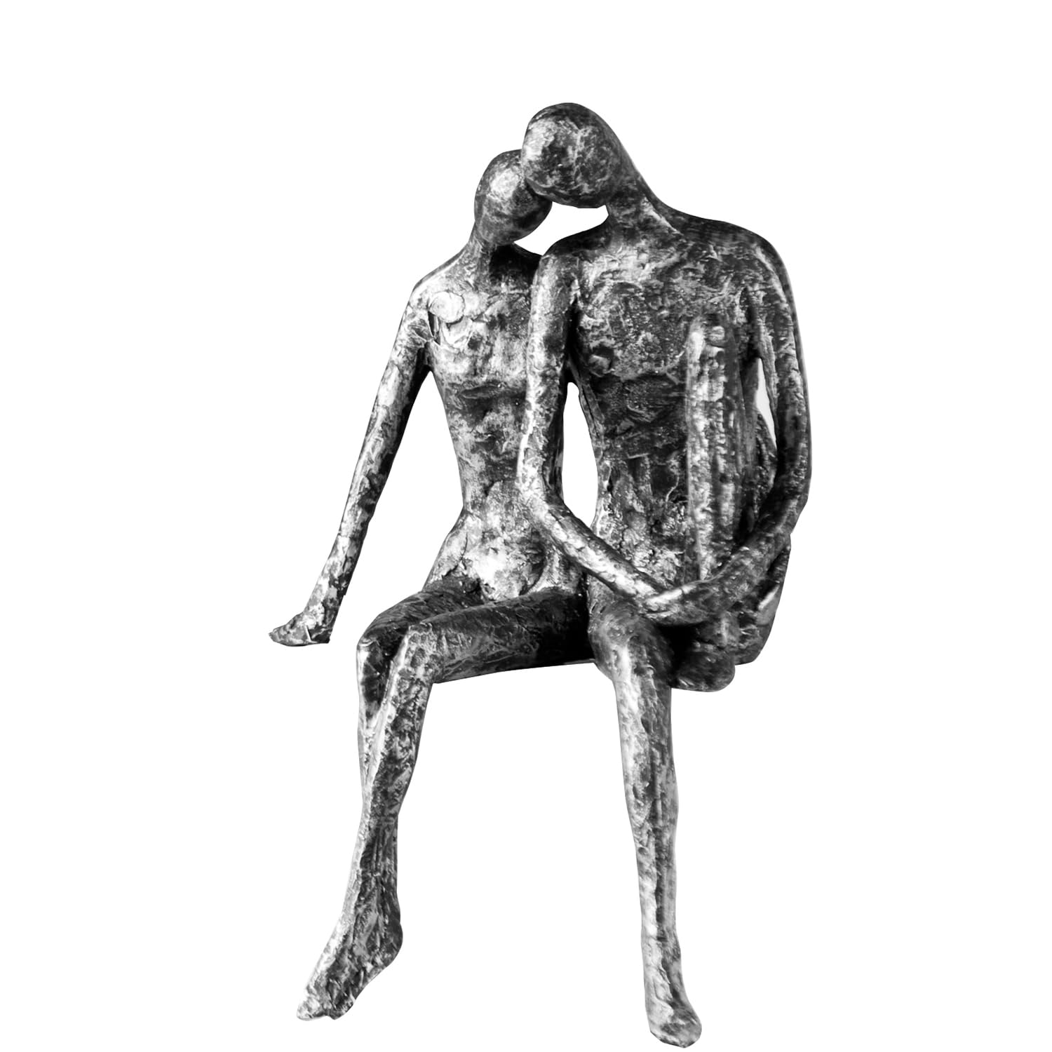 Casablanca Sculpture Decorative Figure of a Couple/Pair in Polyresin – Colour: Antique Silver, Height 25 cm