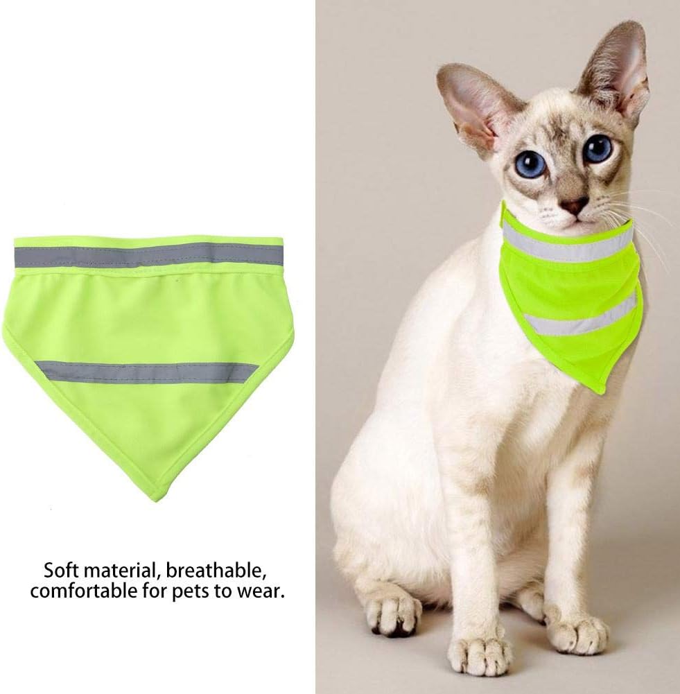 Reflective Dog and Cat Scarf Collar Bib for Dogs and Cats - Fashionable Pet Puppy Bandage Neckerchief in Fluorescent Yellow L Size - Image 3