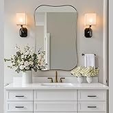 ANDY STAR Brushed Gold Bathroom Mirror, Modern 24x36'' Rounded Scalloped Brass Mirrors with Notched Edges in 1 Inch Stainless