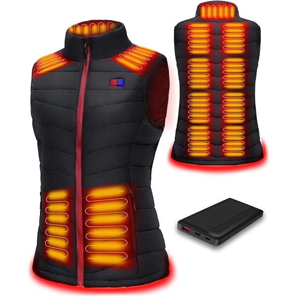 Doudoune Sans Manches Femme Chauffante Gilet Chauffant CONQUECO Pour Femme - Batterie 10000mAh - 3 Niveaux De Chaleur - Parfait Pour Extérieur Et Sports Vetement Chauffant Femme