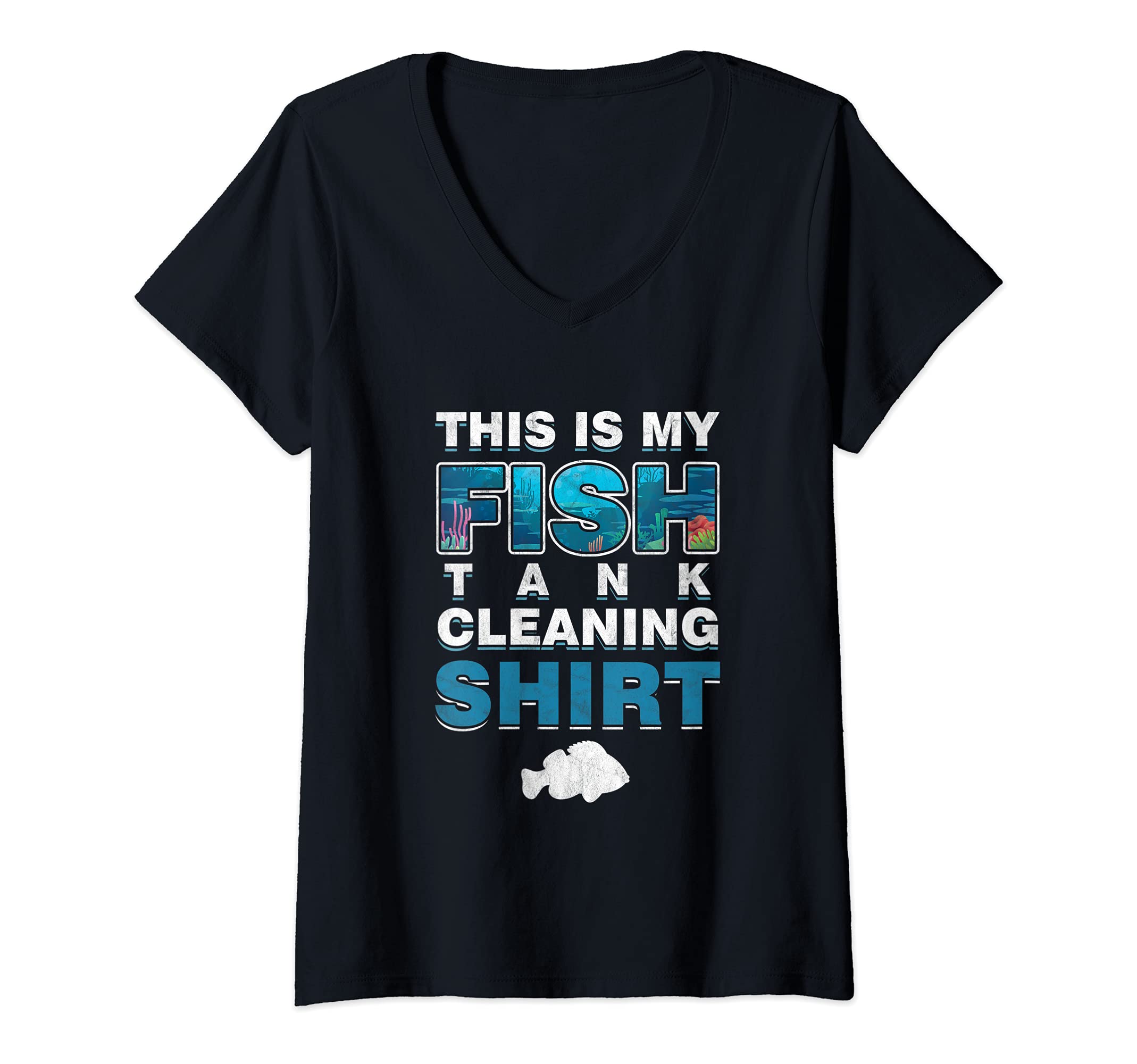 Womens Aquarium Tech Fishkeeping Fish Tank Cleaning V-Neck T-Shirt