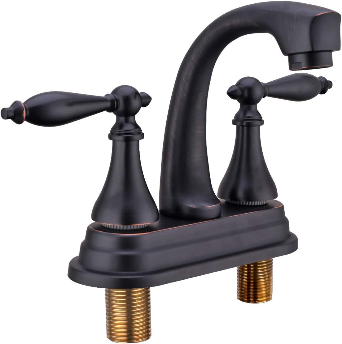 Bathroom Sink Faucet 4 Inch 2 Hole Center Oil Rubbed Bronze 2 Handle Lavatory Mixer Tap Deck Mount Centerset - - 