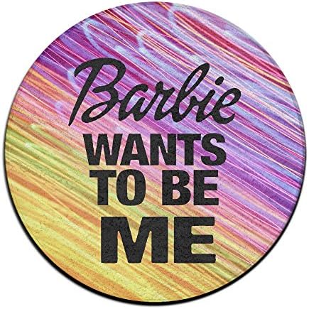 Yiot Barbie Wants To Be Me 1 Design Rug Non-Skid Rubber Backing Area Rug For Living Room/dining Room/bedroom/foyer/playroom Diameter Size: (23.6/0.4) Inch