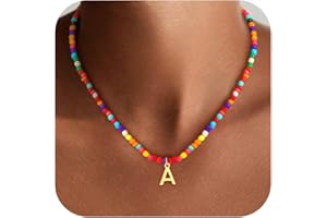 Treasure Bender Christmas Gifts for Grandkids Teens Girls - Colorful Beaded Initial Necklaces for Women Teen Girl Trendy Stuff, Birthday Gifts Stocking Stuffers for Teen Girls Women Jewelry