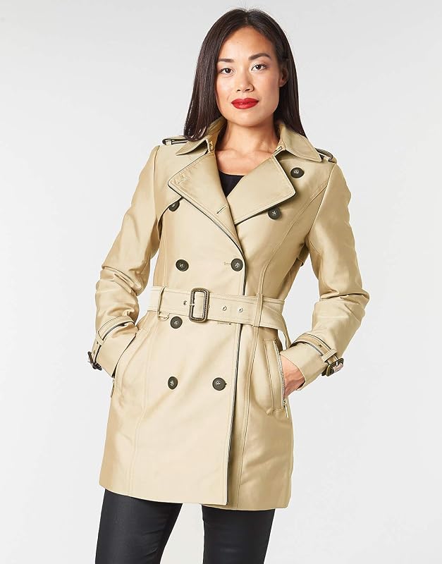 Trench con Bottoni E Cintura, Taglio Dritto, Colore Beige, Taglia 36