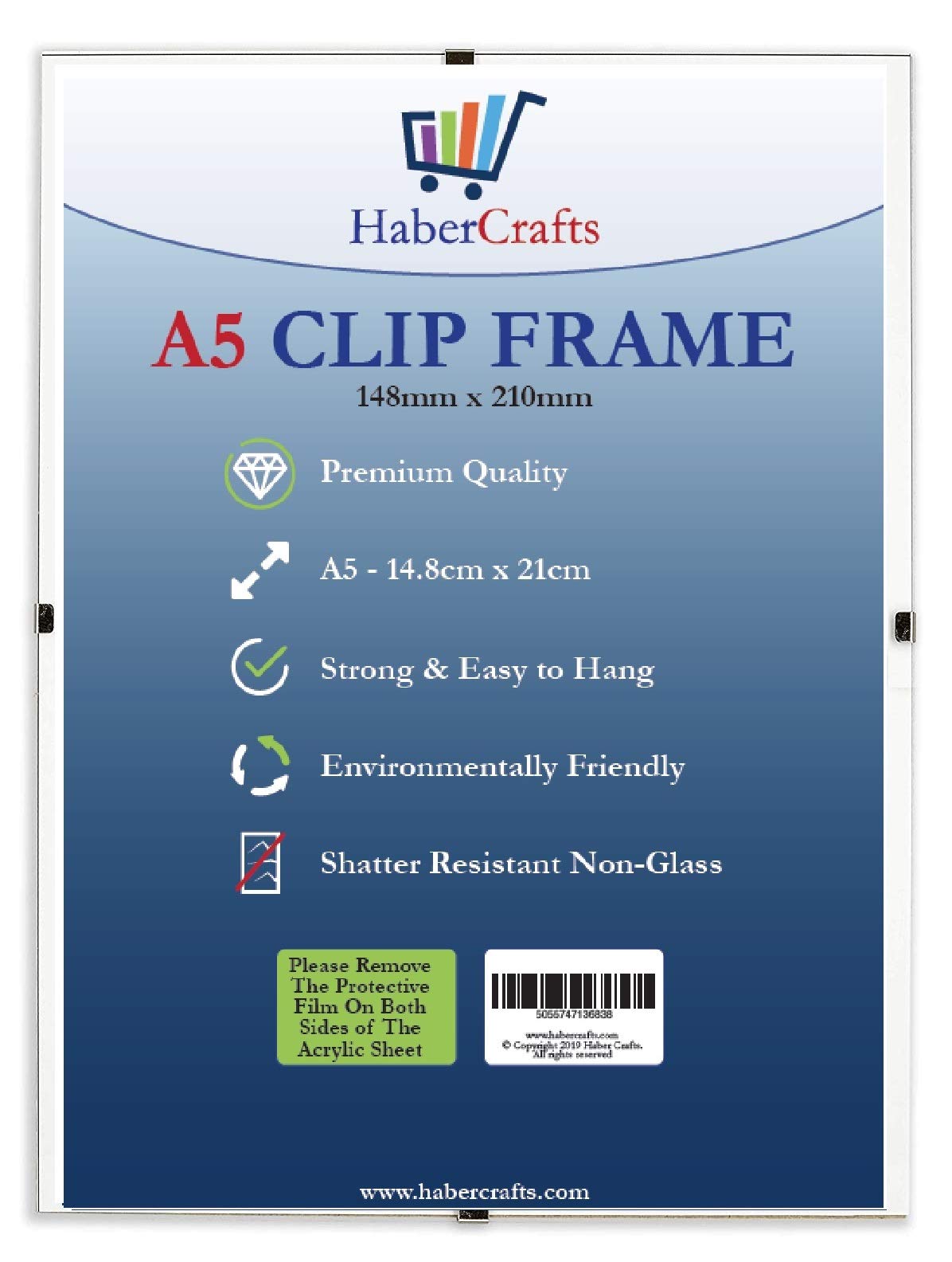 A5 Clip Frame Wall Hanging - Strong Glass-Free Frameless Clear Display for Posters, Certificates, Photographs, Comics - Lightweight 148mm x 210mm (12 Pack) โ image 1