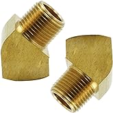 Legines 45 Degree Street Elbow 1/4" NPT Male x 1/4" NPT Female Brass Pipe Fitting (Pack of 2)