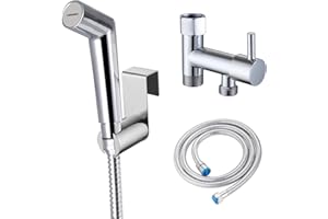 SUMERAIN Handheld Sprayer Kit with Adjustable Jet Spray for Toilet, Double Shut-Off Design Chrome Finish