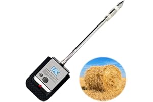 METELLME Portable Hay Moisture Meter Tester with 15.7" Probe for Hay Bales,Cereal Straw,Bran,Forage Grass,Soybean Meal,Leymus Chinensis,Emperor Bamboo Grass,Alfalfa,Fibre,Hay Moisture Testing