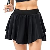 CICI FIVE Womens Pleated Tennis Skirt with Pockets Double Ruffle High Waisted Athletic Skorts Skirts for Golf Workout